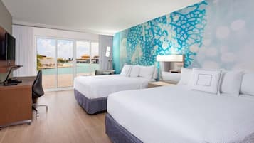 Standard Double Room, 2 Queen Beds, Canal View | Minibar, in-room safe, desk, laptop workspace