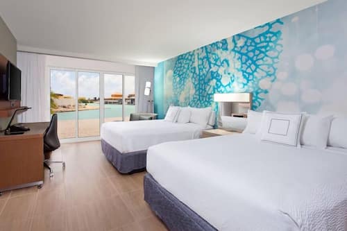 Standard Double Room, 2 Queen Beds, Canal View | Minibar, in-room safe, desk, laptop workspace