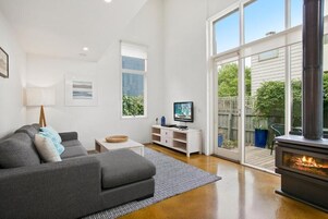 52-inch Smart TV with premium channels, fireplace, Netflix