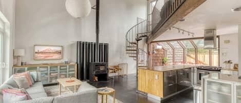 TV, fireplace, DVD player, books