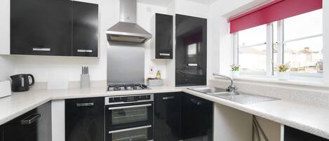 Microwave, oven, stovetop, electric kettle