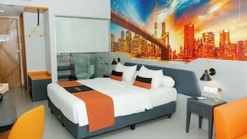 Dobbeltrom – familie, 1 soverom | Sengetøy av topp kvalitet, skrivebord og wi-fi (inkludert)