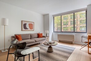 TV, stereo - Blueground | Blueground | Chelsea, gym, w/d, doorman & elev (Downtown)