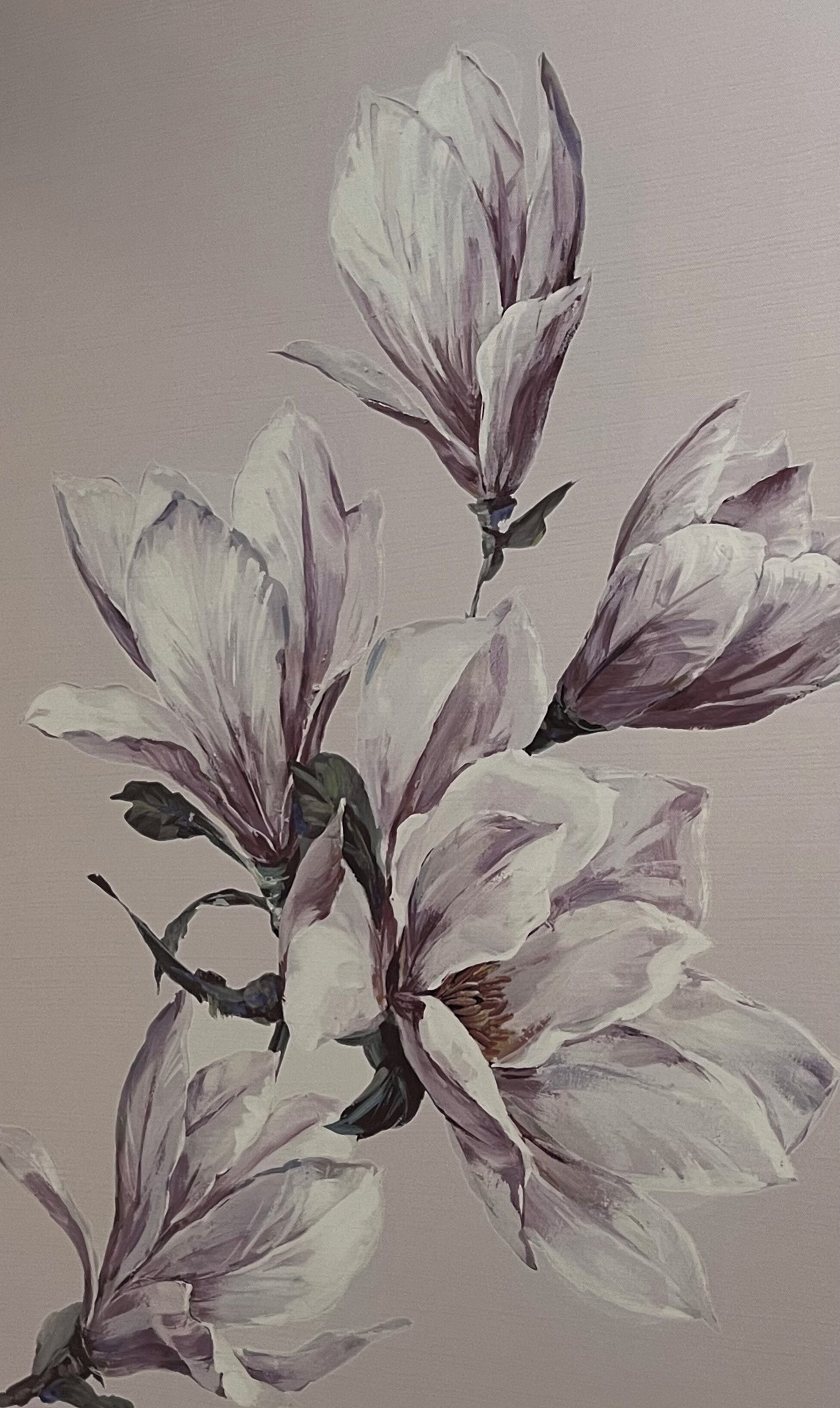 Ein Gemälde von Magnolienblüten.
