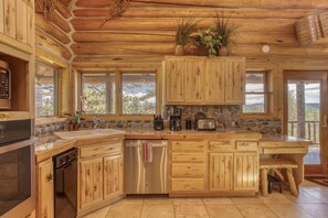 Fridge, microwave, dishwasher, coffee/tea maker