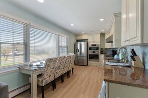 Fridge, oven, dishwasher, coffee/tea maker