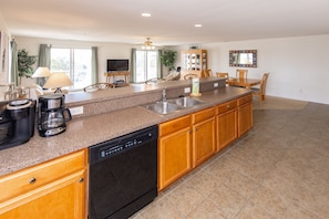 Fridge, microwave, stovetop, dishwasher - Seaside Condo in Sandbridge 2 bd/1.5 bath (Virginia Beach)