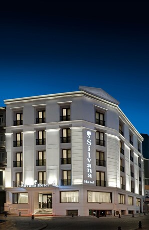 A multi-story hotel with a prominent sign reading "Silvana Hotel." - Silvana Hotel (Istanbul)