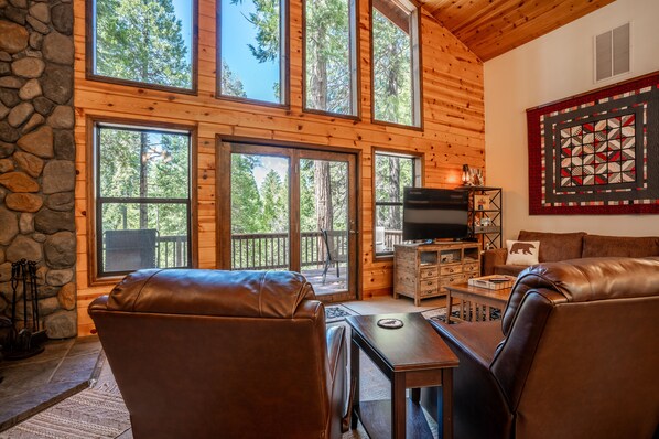 Smart TV, fireplace, foosball, table tennis