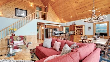 Smart TV, fireplace, ping pong