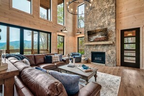 TV, fireplace, DVD player, foosball