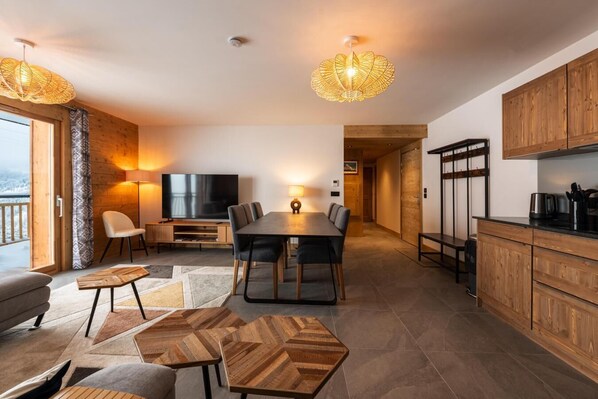 Living area - Balcony, tv, 88m², La Plagne (La Plagne)