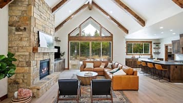 Smart TV, fireplace, DVD player