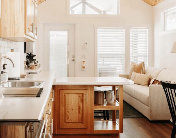 Fridge, microwave - Sea Biscuit Cabin - Cabin sleeps up to 6 people. Pet friendly. (Wimberley)