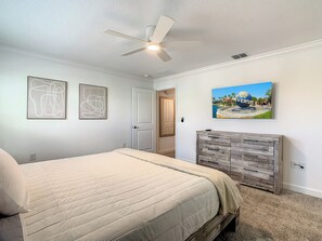 4 bedrooms, desk, iron/ironing board, travel crib