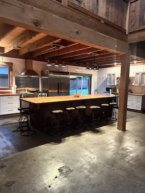 Ice maker, dining tables, kitchen islands