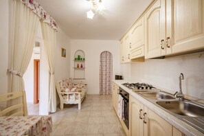 Fridge, oven, stovetop, cookware/dishes/utensils