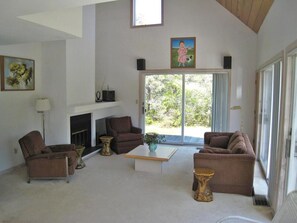 Smart TV, chimenea y estéreo 