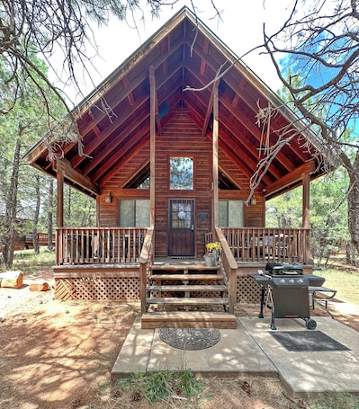 Terrace/patio. Whispering Pines | Updated, Hot tub, Pet-friendly
