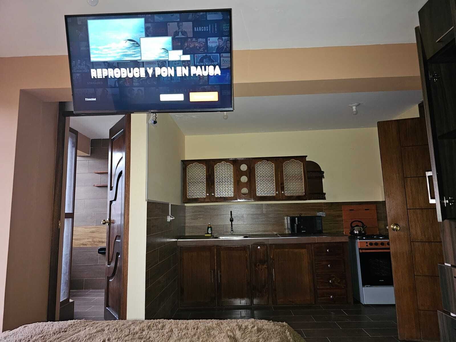 Microondas, parrilla de estufa, lavavajillas y tetera eléctrica 