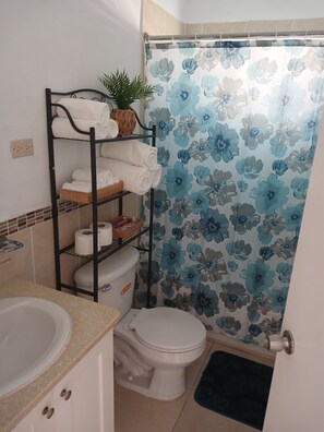 吹风机、毛巾、肥皂、洗发水