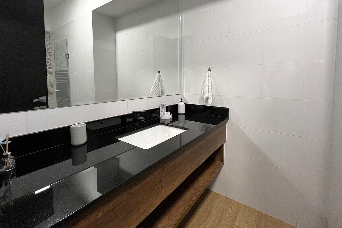 Shower, rainfall showerhead, hair dryer, bidet