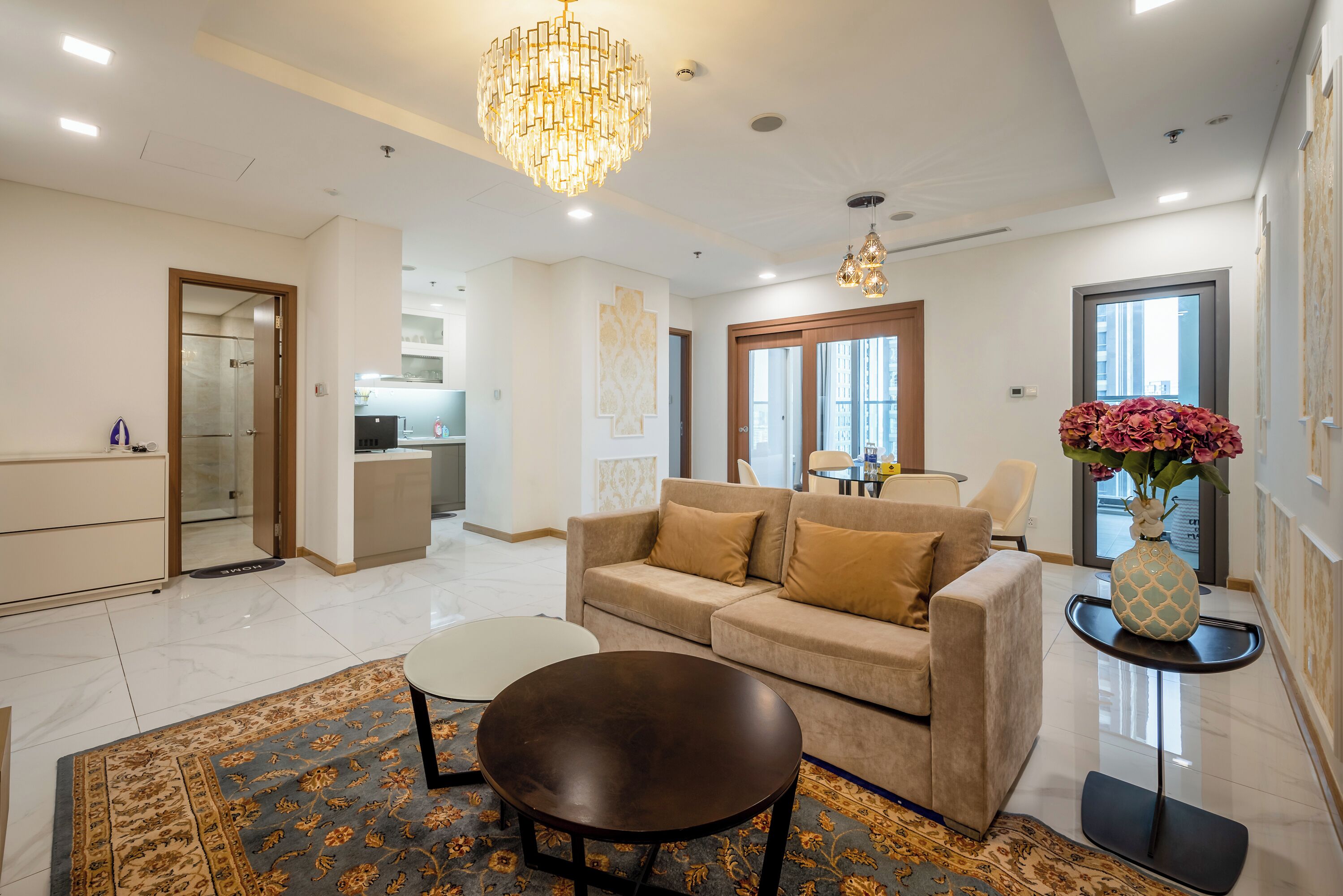 Deluxe Apartment, 2 Bedrooms, City View | Living area | 55-inch flat-screen TV with digital channels, TV