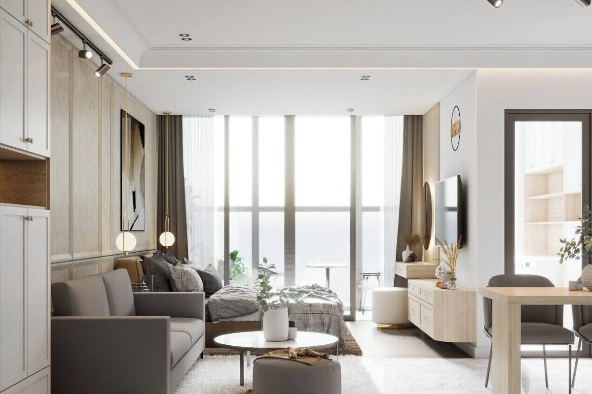 Apartamento de luna de miel, 1 cama de matrimonio grande, vistas al jardín | Zona de estar | Televisión de pantalla plana de 55 pulgadas con canales digitales