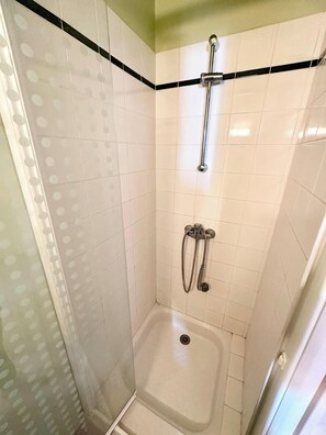 Shower, hair dryer, toilet paper