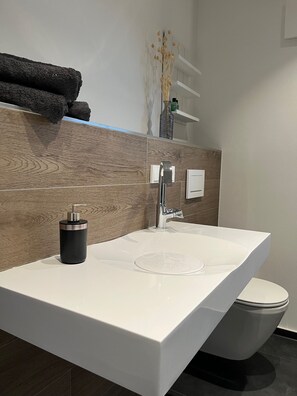 Shower, hair dryer, towels, toilet paper - Lieblingsplatz-bodensee (Markdorf)