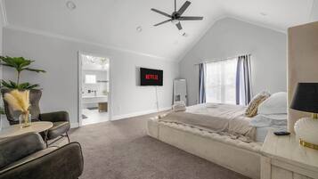 4 bedrooms, iron/ironing board, travel cot, WiFi