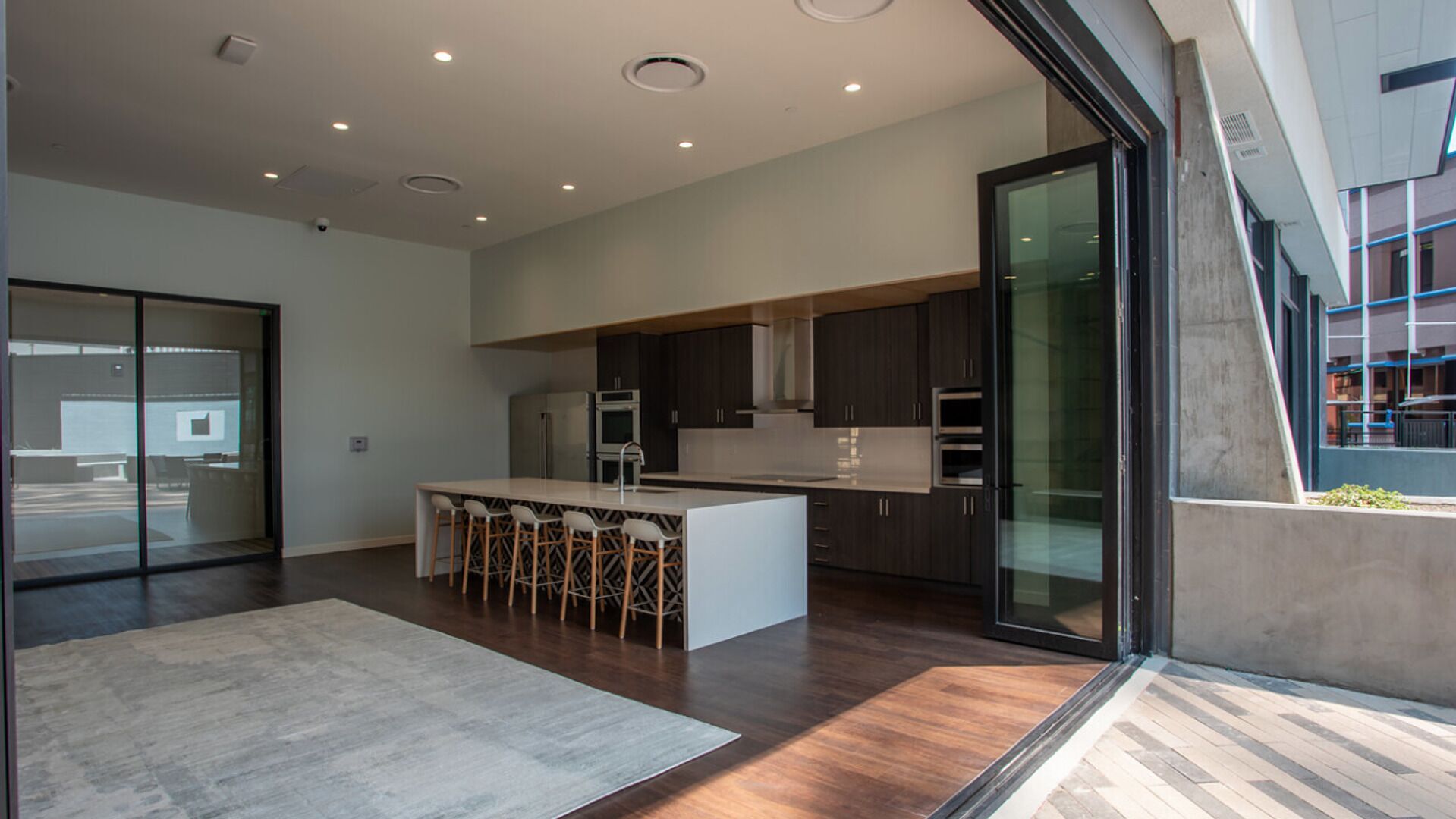 Fridge, dining tables