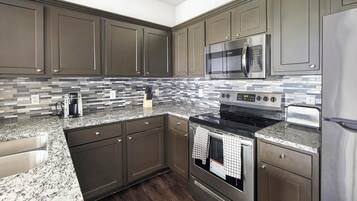 Fridge, dining tables