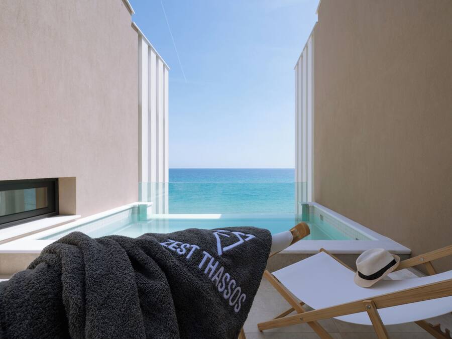 Alloggio familiare su due livelli, vista mare | Biancheria in cotone egiziano, biancheria da letto di alta qualità