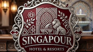 Logossa on leijona ja monimutkaisia kuvioita, ja se edustaa hotellia nimeltä ’SINGAPOUR HOTEL & RESORTS CASABLANCA’.