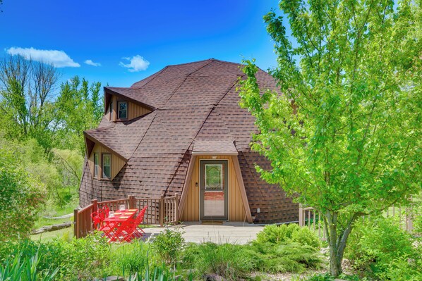 House (3 Bedrooms) | Front of property - Geodesic Dome House: 18 Acres on Baraboo River! (North Freedom)