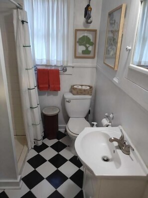 Suihku, hiustenkuivaaja, pyyhkeet