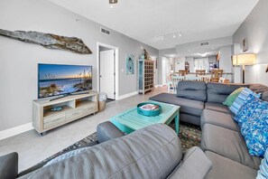 Condo, Multiple Beds (Aqua Resort 903) | Living area | TV