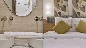 Douche, sèche-cheveux, serviettes fournies, savon