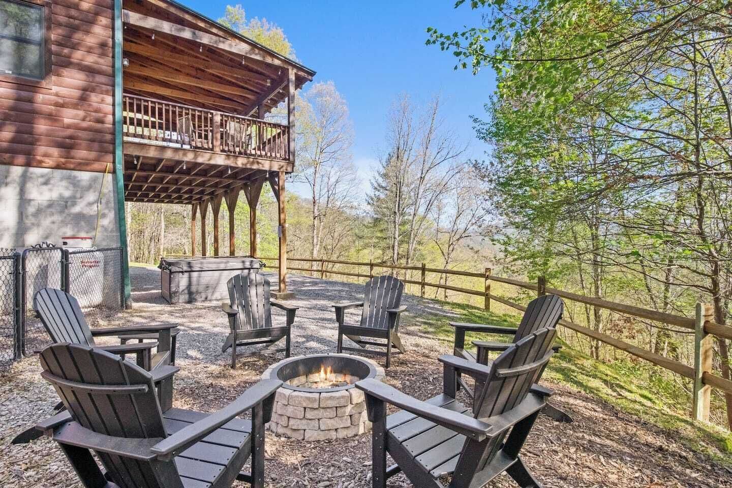 Hot tub with Adirondack chairs