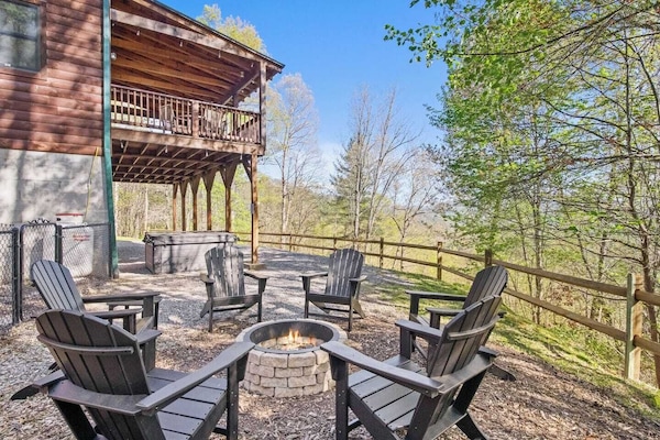 Hot tub with Adirondack chairs