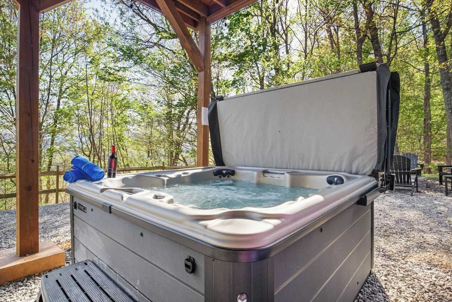 Close up of new hot tub