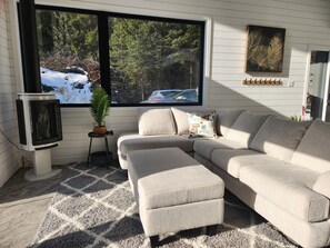 Televisión y chimenea 