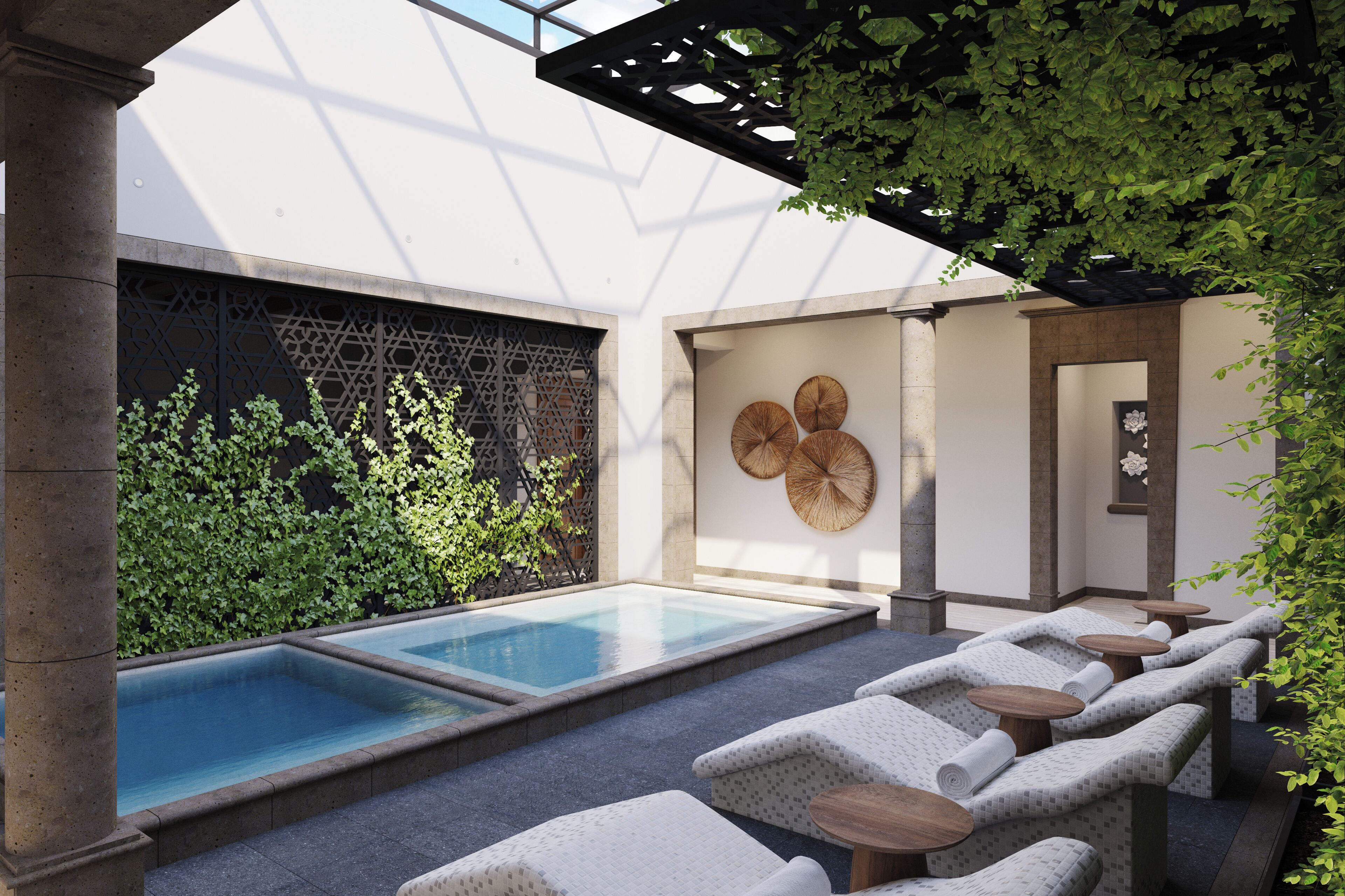 Sauna, hot tub, steam room, 4 treatment rooms