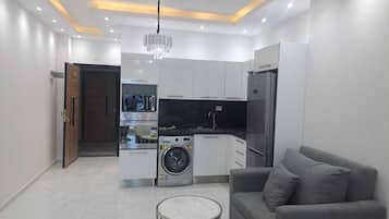 Apartamento família | 1 quarto, cofres nos quartos, quartos à prova de som, Wi-Fi de cortesia