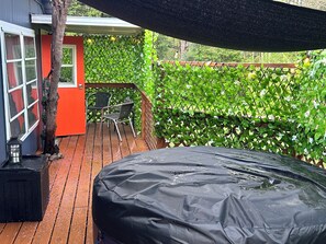 Terrace/patio - Artful Asheville Oasis ~ Private Hot Tub, Fire Pit, Peaceful Wooded Stay (Swannanoa)