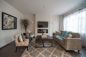 TV, fireplace, offices