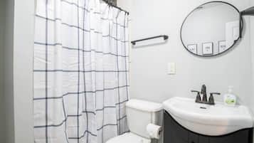 Hair dryer, towels, toilet paper