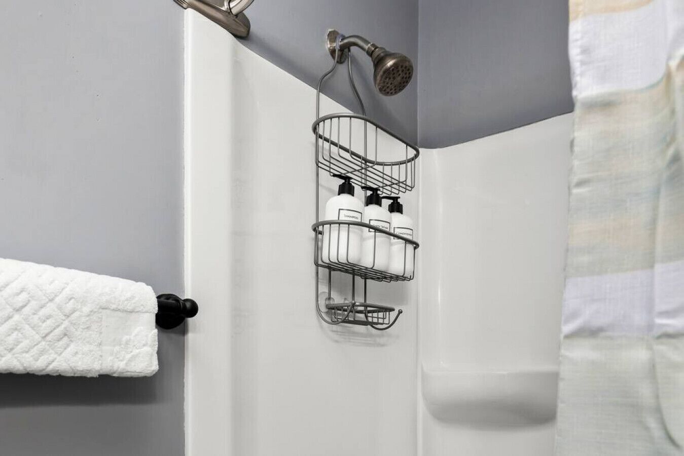 Hair dryer, towels, toilet paper