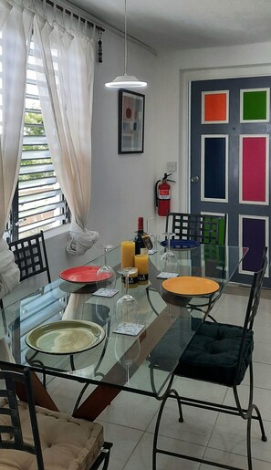 Dining - Breezy Vista – St. James One‑Bedroom with Sea Breeze, 
Views, WiFi & Parking (Westmoreland St James Barbados)